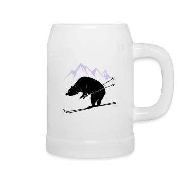 Snowboard Bear - Bierkrug - Weiß - Rechts