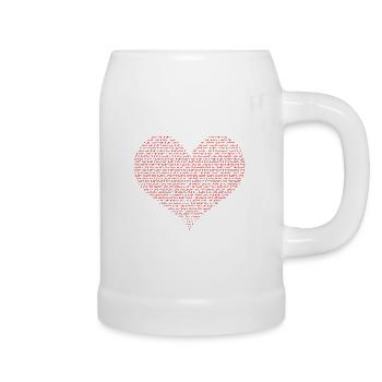 Typografie Herz Form Design rot Text, den ich liebe dich - Bierkrug - Weiß - Rechts