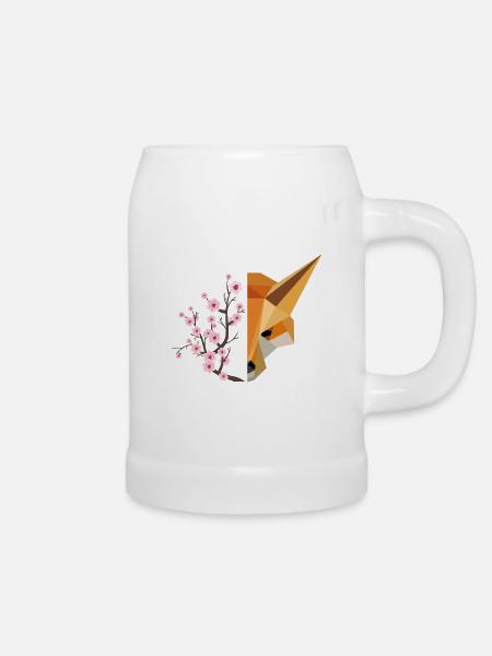 Fleurs de cerisier japonais Sakura Fox - Chope en céramique - blanc