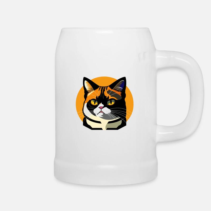 Katze - Bierkrug - Weiß