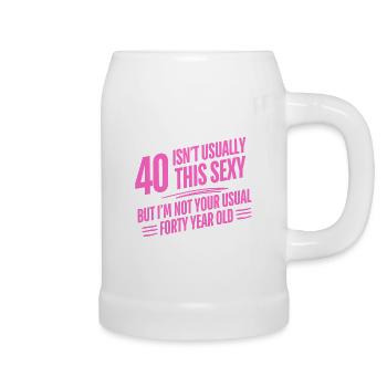 40th Birthday Forty Isn't Usually This Sexy Groovy - Beer Mug - white - Right