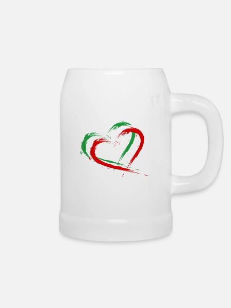 Iran flag heart colors - Beer Mug - white
