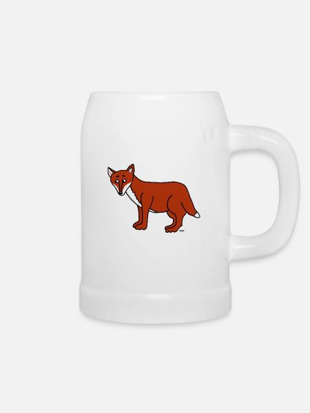 Natur Wild Wald Rotwild Fuchs - Bierkrug - Weiß