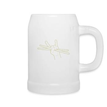 Motif de baguettes de signe de main de batteur rock - Chope en céramique - blanc - Droite