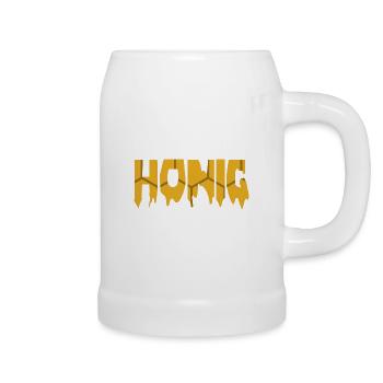 Bienenwaben Schriftzug Ich deale mit Honig - Bierkrug - Weiß - Rechts