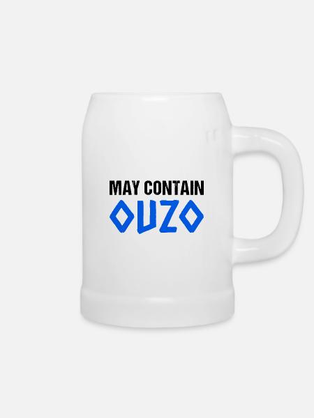 May Contain Ouzo - Bierkrug - Weiß