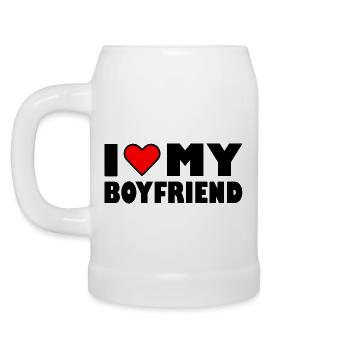 I love my boyfriend - Bierkrug - Weiß - Links