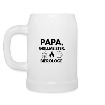 Papa. Maître du gril. Biérologue. - Chope en céramique - blanc - Gauche