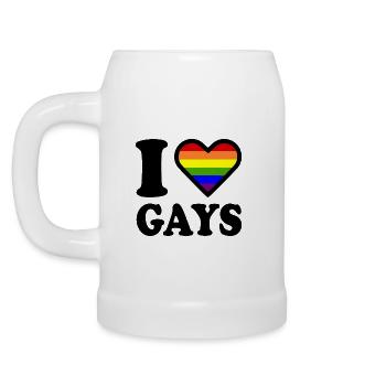 I love gays - Bierkrug - Weiß - Links