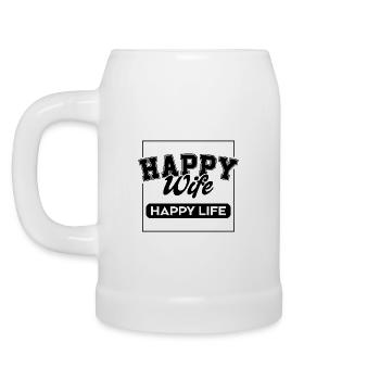 Femme heureuse Vie heureuse Noir - Chope en céramique - blanc - Gauche