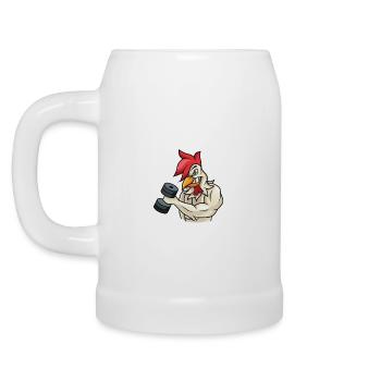 Rooster Chicken Fitness Bodybuilder Gift - Beer Mug - white - Left