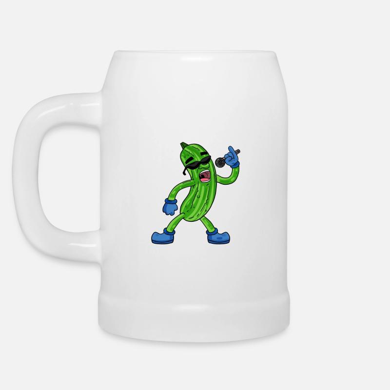 Gurke singt lustige Illustration Gemüse Geschenk - Bierkrug - Weiß