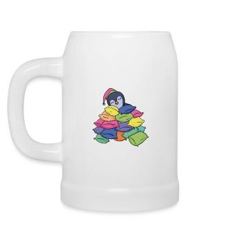 Schlafender Pinguin - Bierkrug - Weiß - Links