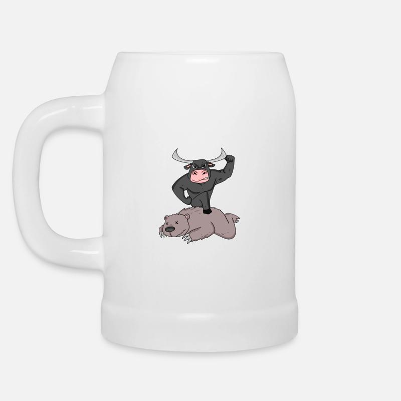 Bulle und Bär Börse - Bierkrug - Weiß