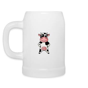 Cow Farmer Farming Illustration - Beer Mug - white - Left