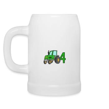 Tractor 4 years Boy 4th birthday son - Beer Mug - white - Left