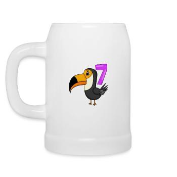 7 Jahre alt - 7. Geburtstag - Tukan Vogel Motiv - Bierkrug - Weiß - Links