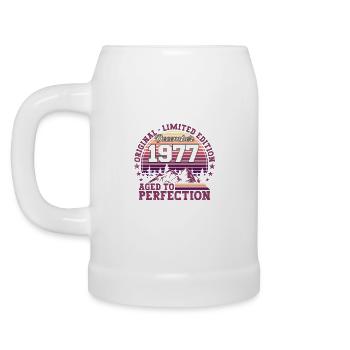 Original December 1977 45th birthday gift - Beer Mug - white - Left