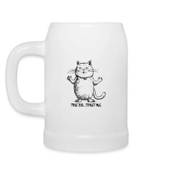 So big... Believe Me: Show-Off Cartoon Cat - Beer Mug - white - Left