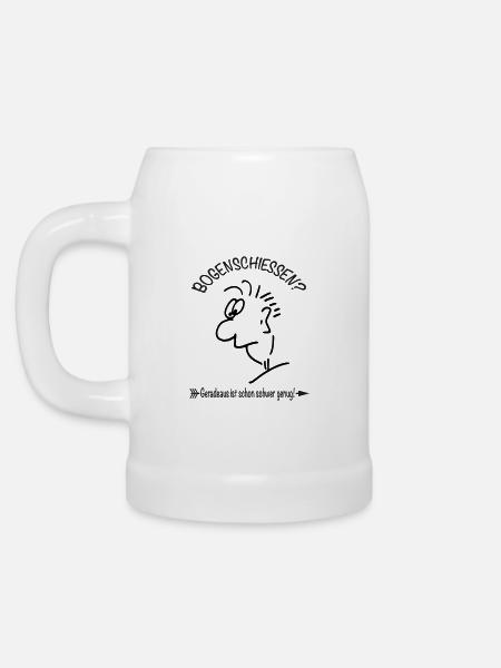 Bogenschiesen geradeaus - Bierkrug - Weiß