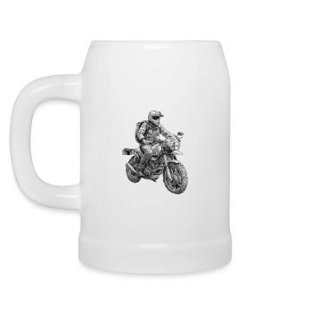 Adventurbike motorcyclists ! Adventure & Travel - Beer Mug - white - Left