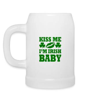 kiss me im irish baby - Beer Mug - white - Left