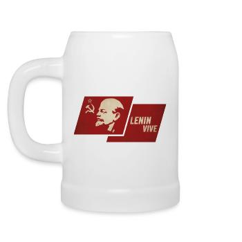 Lenin lebt Flagge - Bierkrug - Weiß - Links