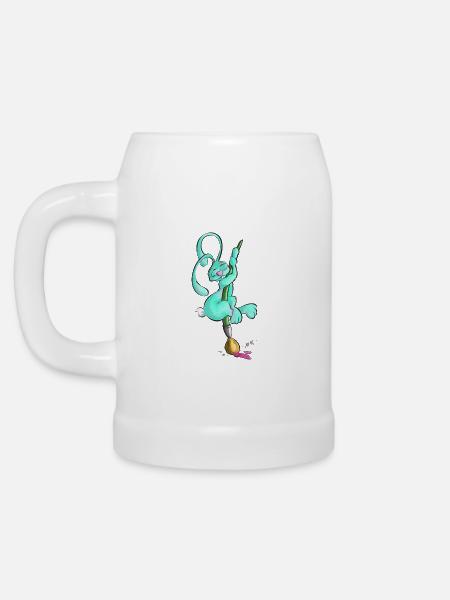 Zeichnerbunny mit Pinsel - Bierkrug - Weiß