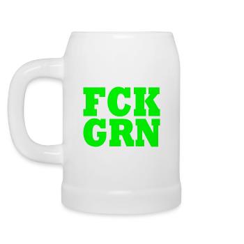 Fck grn - Bierkrug - Weiß - Links