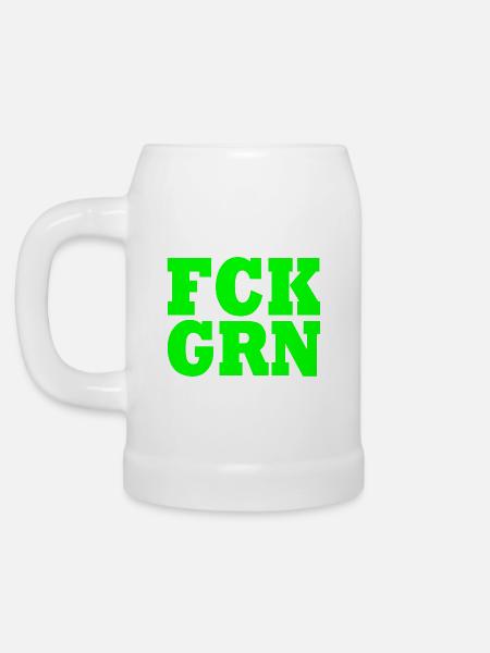 Fck grn - Bierkrug - Weiß
