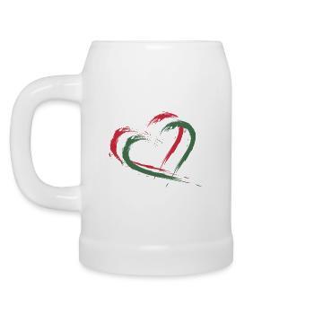 Heart brush flag of Hungary - Beer Mug - white - Left