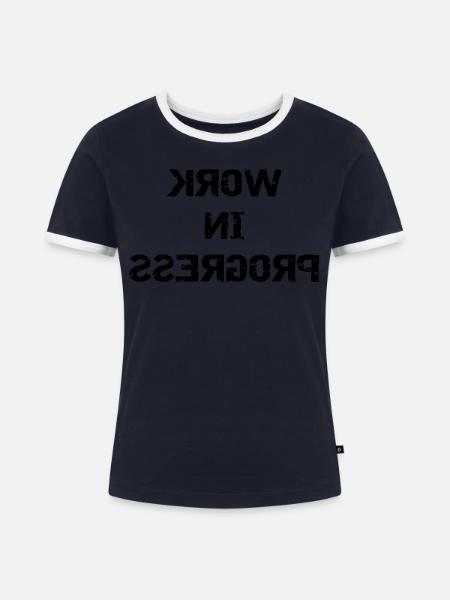 WORK IN PROGRESS - gespiegelt - Frauen Kontrast-T-Shirt - Navy/Weiß