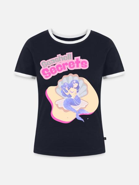 Geheimnis der Muschel - Frauen Kontrast-T-Shirt - Navy/Weiß 
