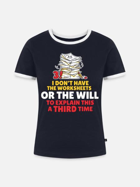 Gestapelte Arbeitsblätter – Trotz - Frauen Kontrast-T-Shirt - Navy/Weiß