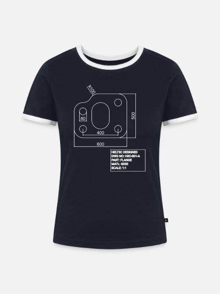 CAD-Designerhemd 2.0 | HELT3C DESIGNED - Frauen Kontrast-T-Shirt - Navy/Weiß