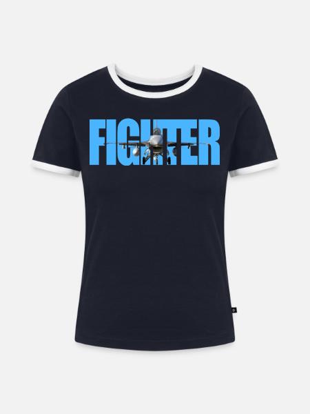Fighter F-16 Fighting Falcon - Frauen Kontrast-T-Shirt - Navy/Weiß