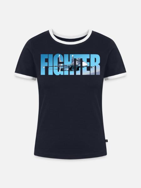 Fighter Su-30 SM - Frauen Kontrast-T-Shirt - Navy/Weiß 