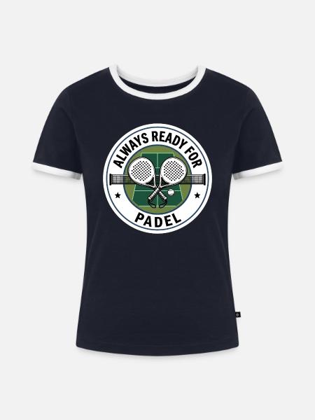 Padel Bereitschaft Logo - Frauen Kontrast-T-Shirt - Navy/Weiß
