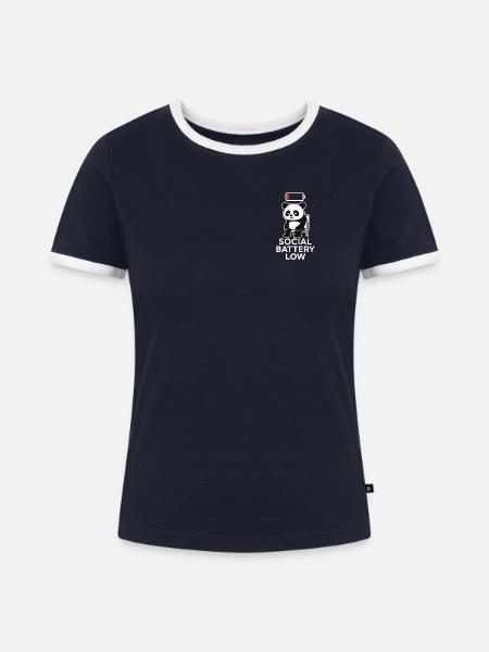 social battery low panda - Frauen Kontrast-T-Shirt - Navy/Weiß