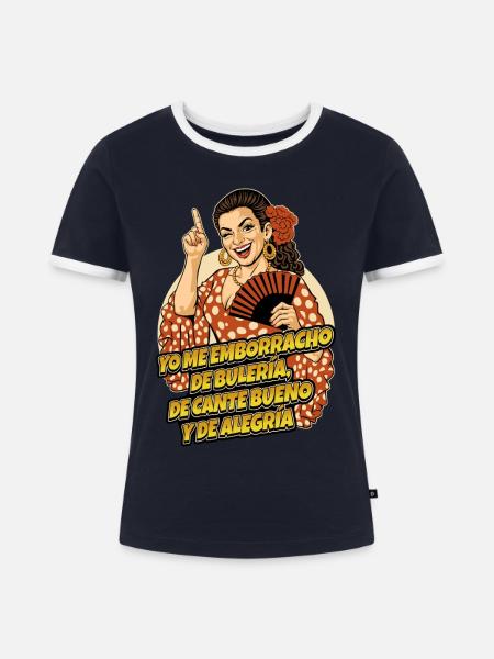 LOLA und Olé - Frauen Kontrast-T-Shirt - Navy/Weiß