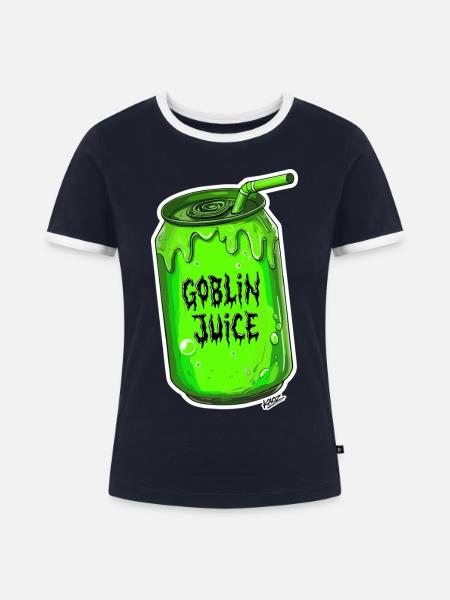 Goblin Saft Neon-Grün - Frauen Kontrast-T-Shirt - Navy/Weiß 