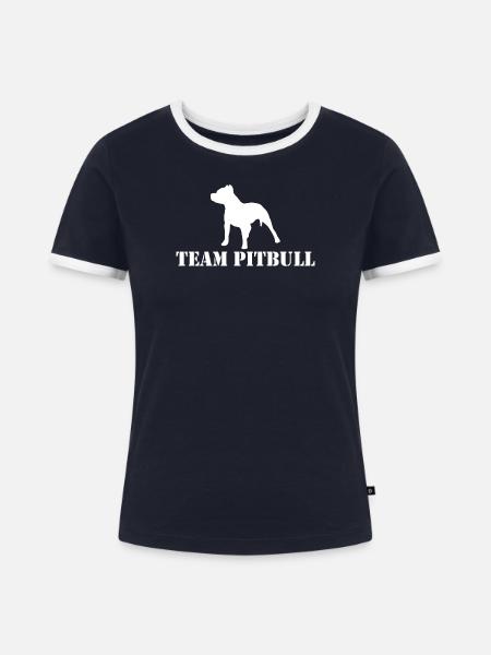 team pitbull - Frauen Kontrast-T-Shirt - Navy/Weiß 