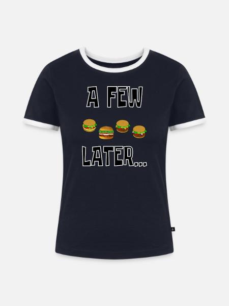 ein paar Hamburger später - Frauen Kontrast-T-Shirt - Navy/Weiß 