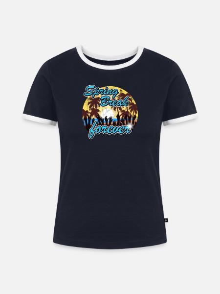 Spring Break forever - Frauen Kontrast-T-Shirt - Navy/Weiß