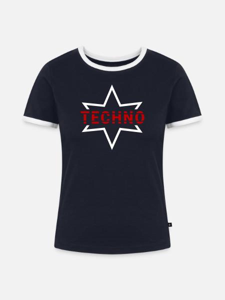 Techno Music Festival Rave Design - Frauen Kontrast-T-Shirt - Navy/Weiß