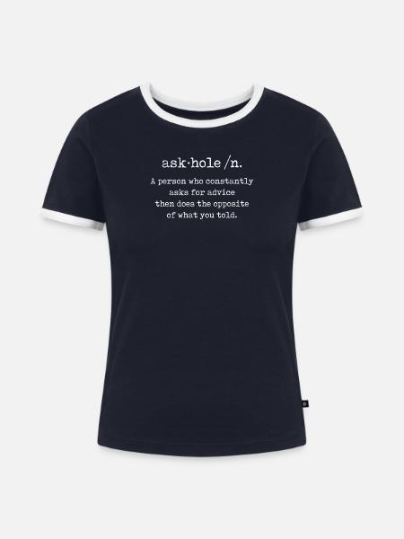 Askhole - Frauen Kontrast-T-Shirt - Navy/Weiß 