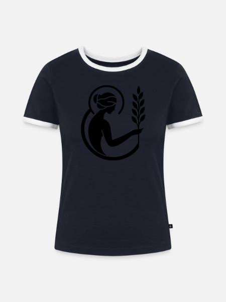Jungfrau - Frauen Kontrast-T-Shirt - Navy/Weiß 