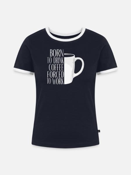 Originelle motivierende Kaffeetasse - Frauen Kontrast-T-Shirt - Navy/Weiß 