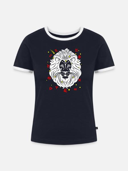 Löwe Farbe - Frauen Kontrast-T-Shirt - Navy/Weiß