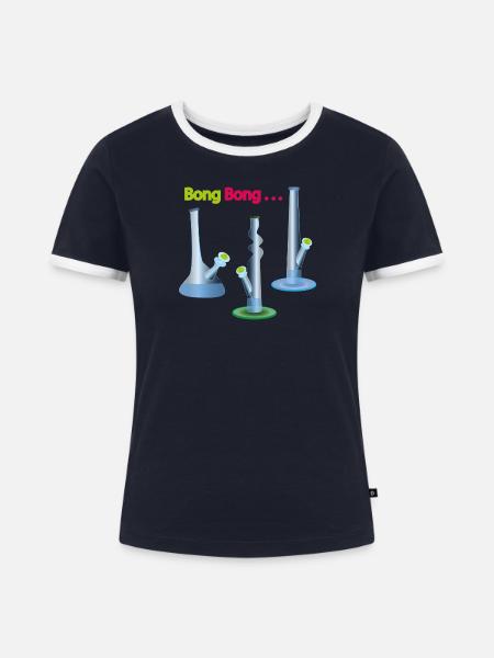Bong Party - Frauen Kontrast-T-Shirt - Navy/Weiß